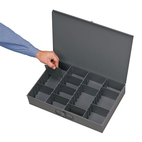 small metal compartment box|7x14x2' high metal storage box.